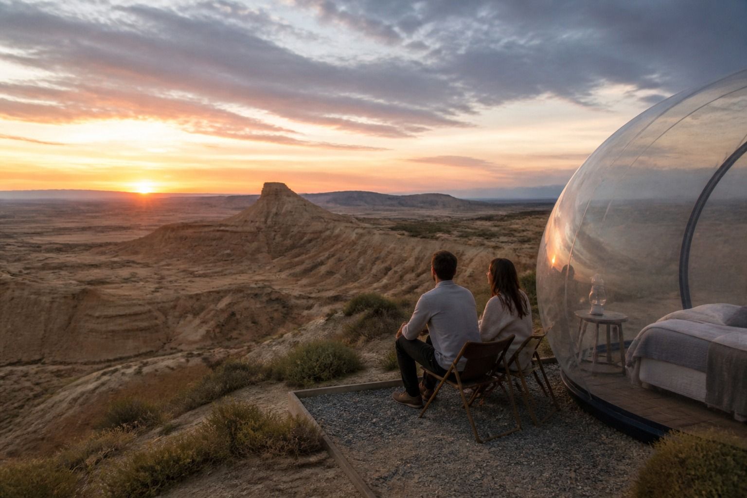 Hotel burbuja en Navarra y Bardenas: paisaje abierto, viento y precios